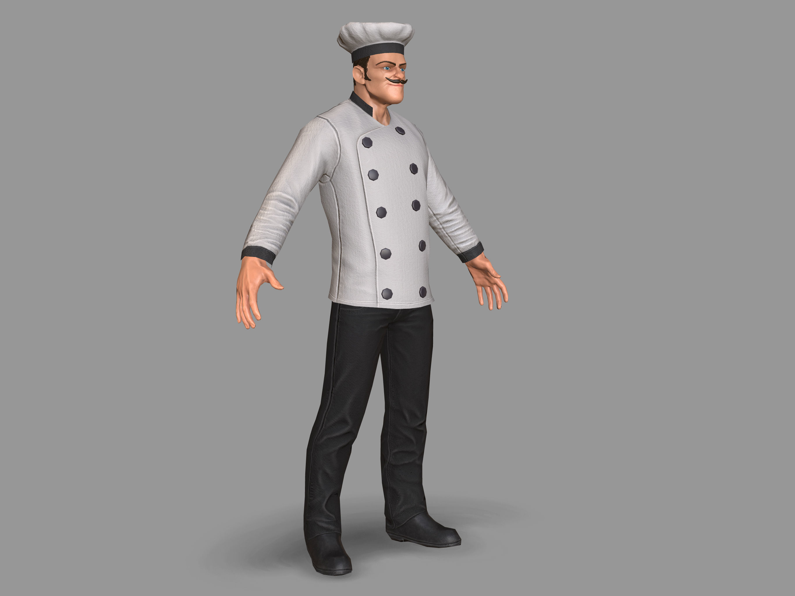 Kitchen Chef Low-poly 3D model_2