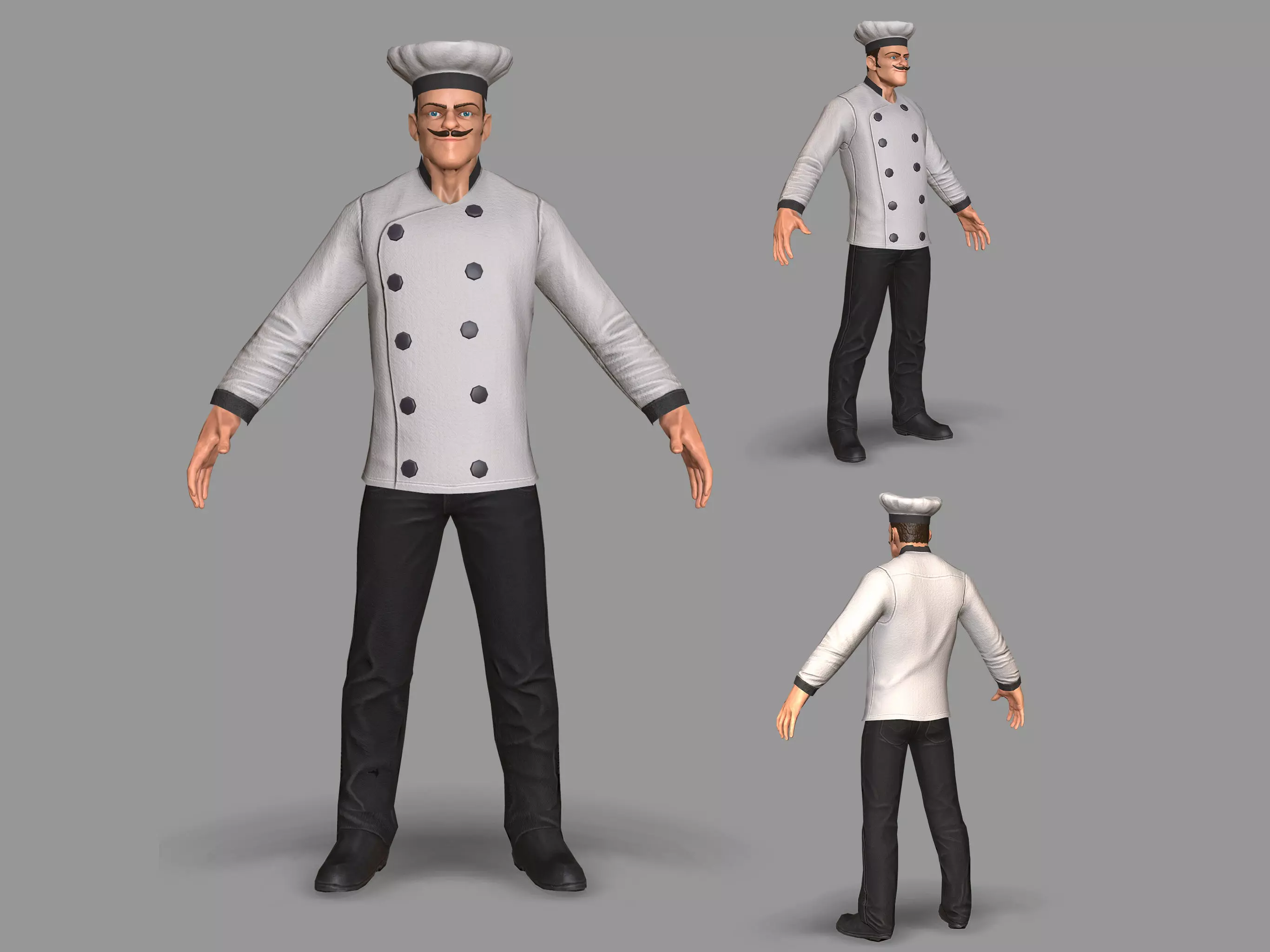 Kitchen Chef Low-poly 3D model_0