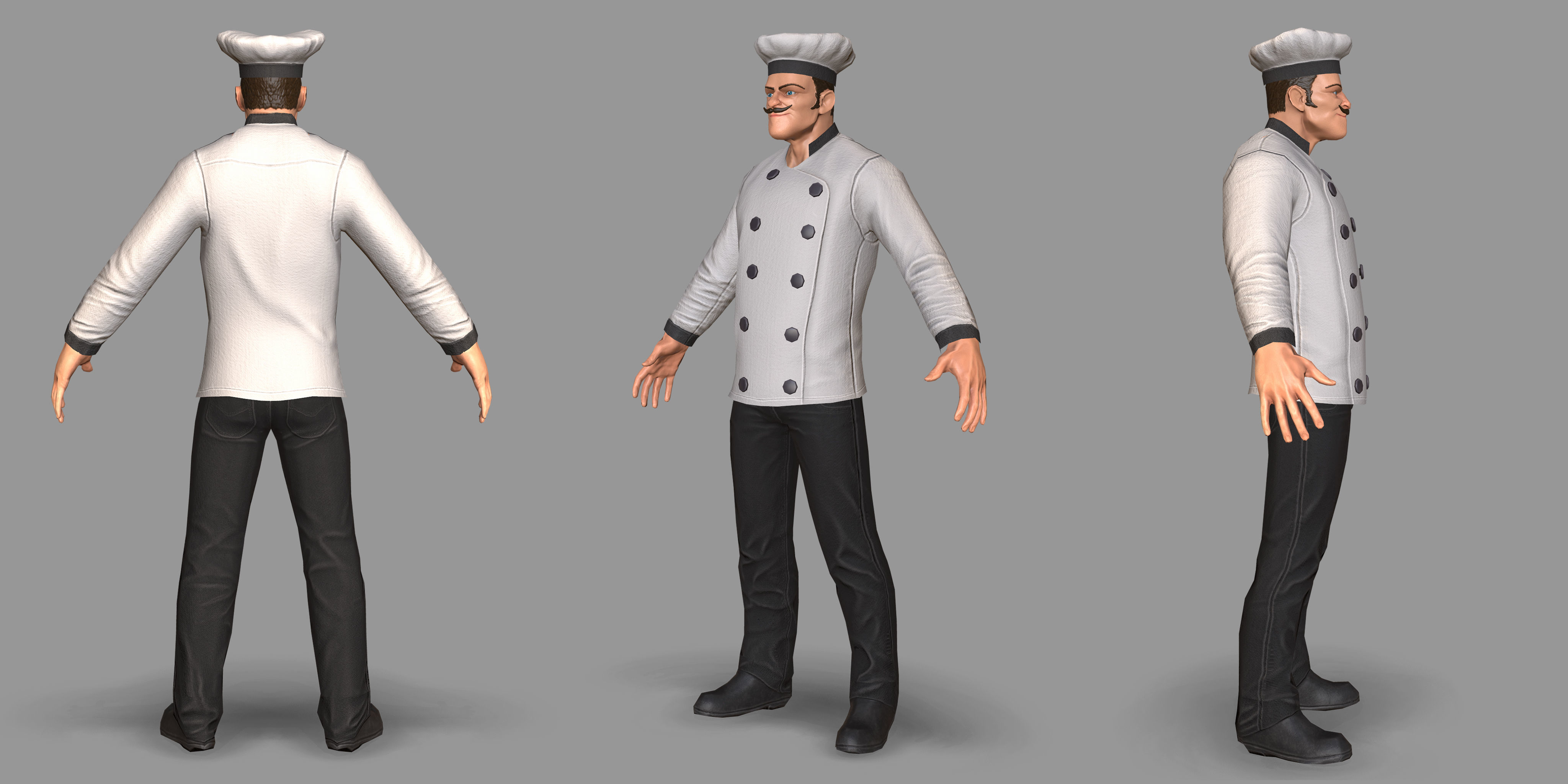 Kitchen Chef Low-poly 3D model_9