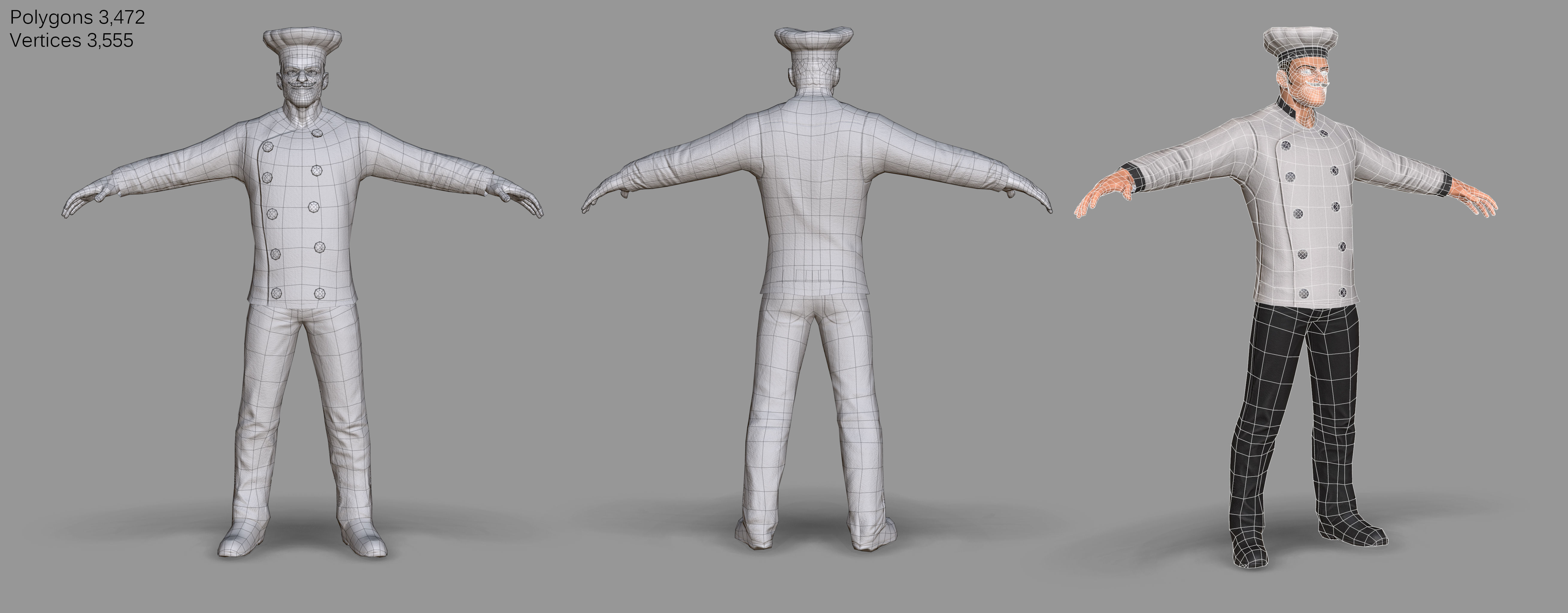 Kitchen Chef Low-poly 3D model_10