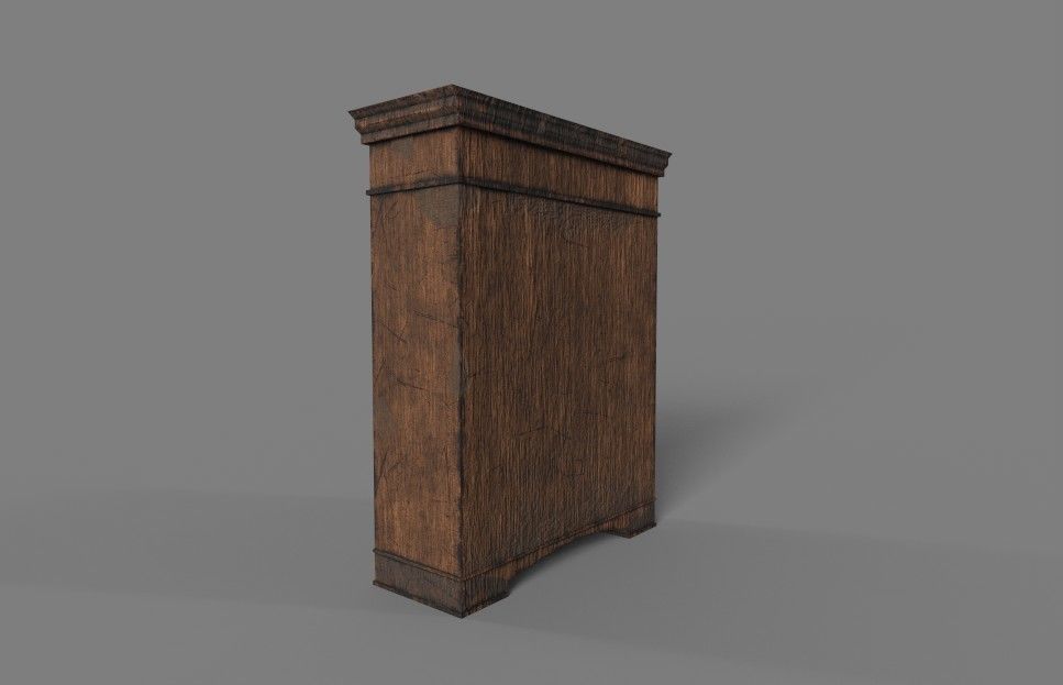 WARDROBE GAME READY wooden cabinet Low-poly 3D model_4