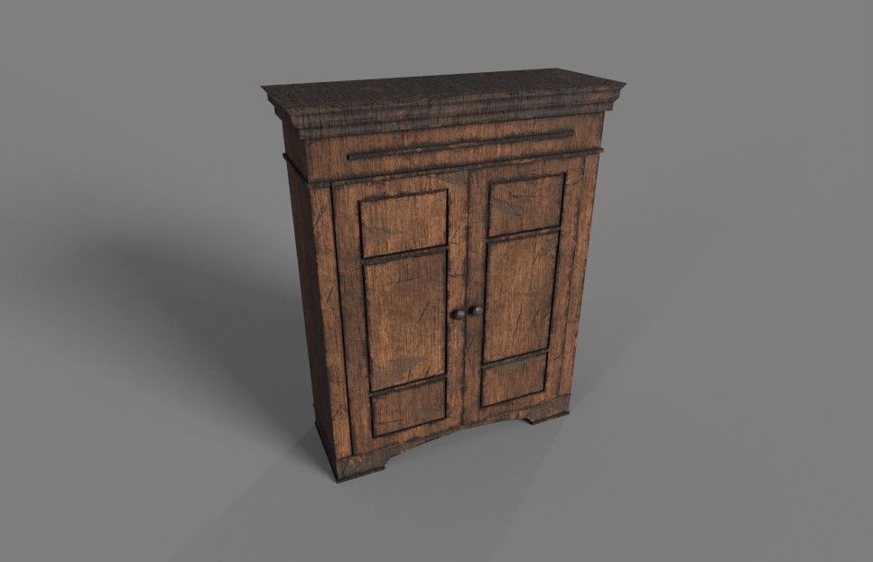 WARDROBE GAME READY wooden cabinet Low-poly 3D model_2