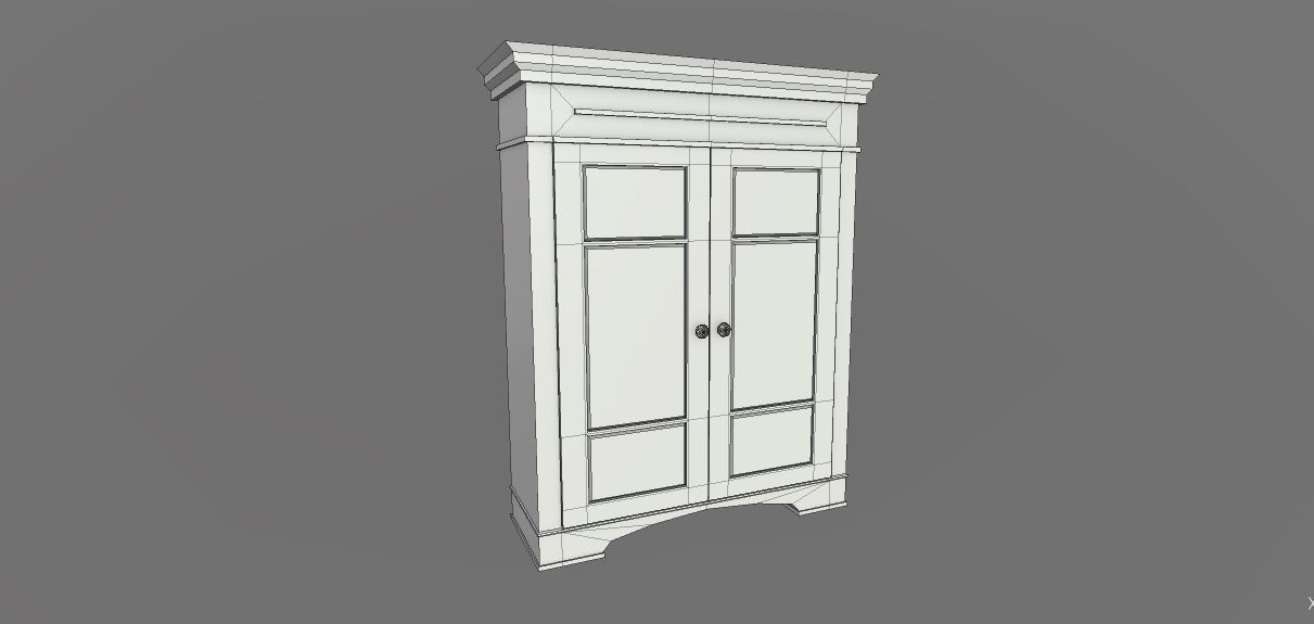 WARDROBE GAME READY wooden cabinet Low-poly 3D model_5