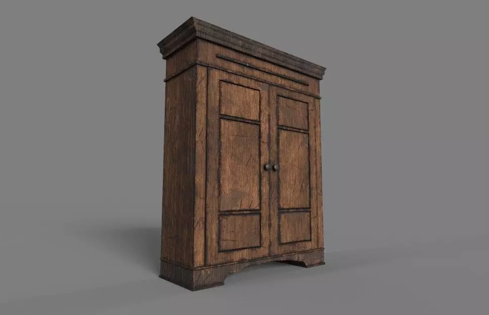 WARDROBE GAME READY wooden cabinet Low-poly 3D model_0