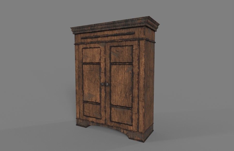 WARDROBE GAME READY wooden cabinet Low-poly 3D model_1