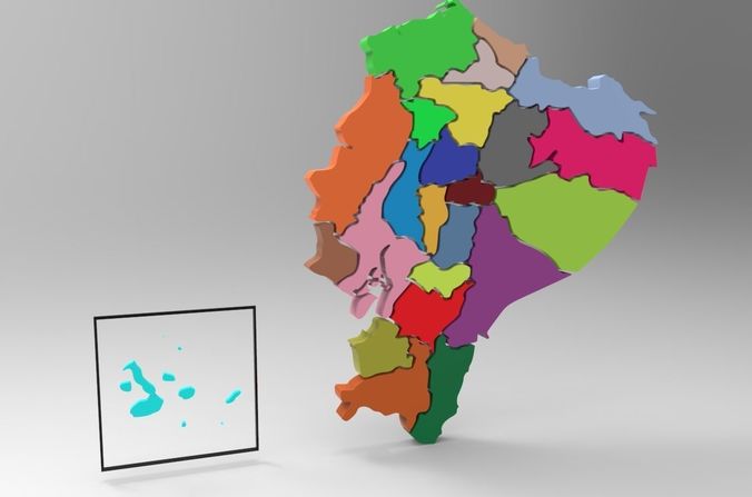 Ecuador animated map of 3D model