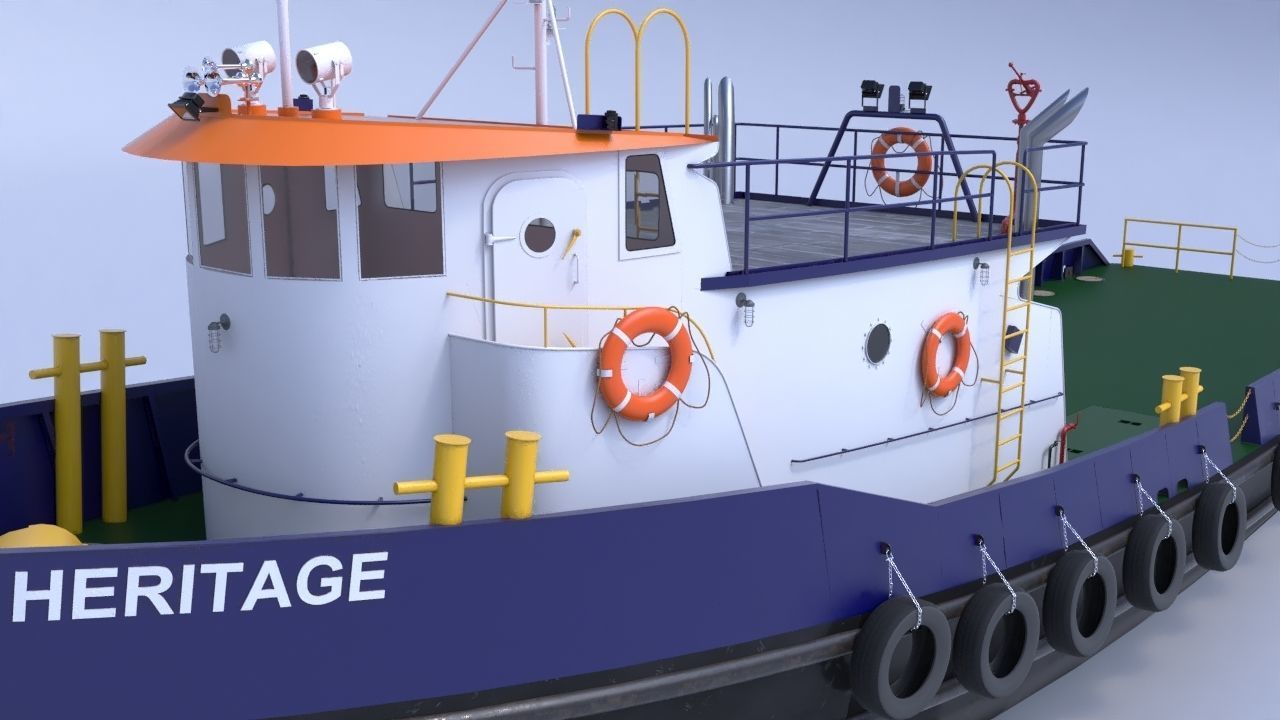 Oil work boat 3D model_3