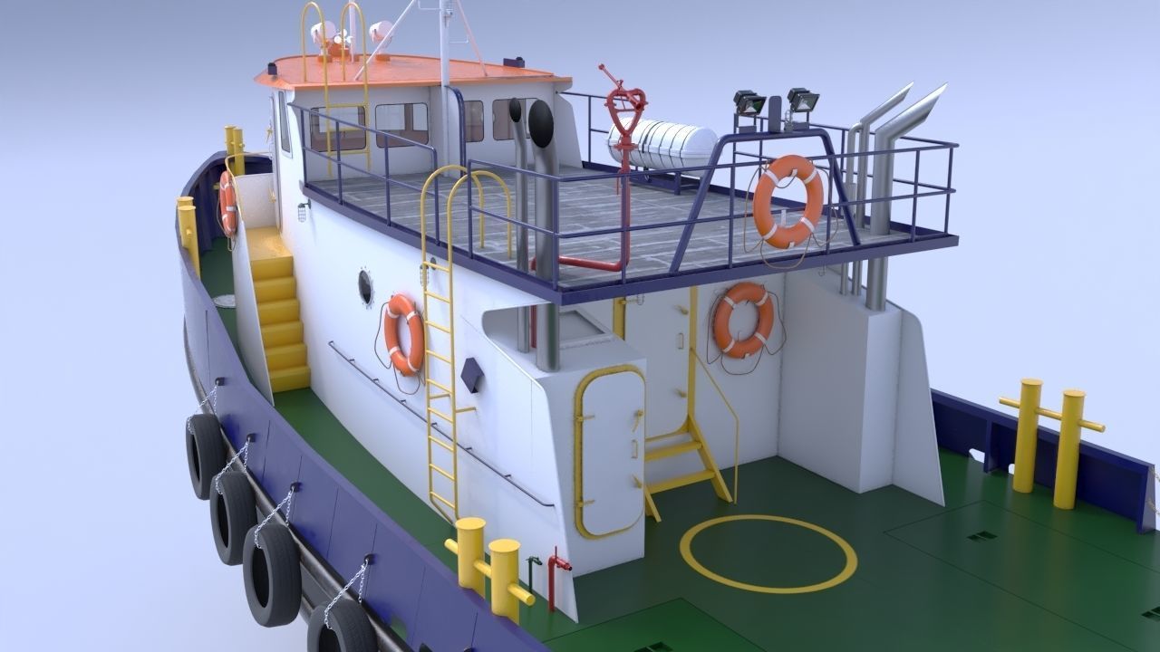 Oil work boat 3D model_4
