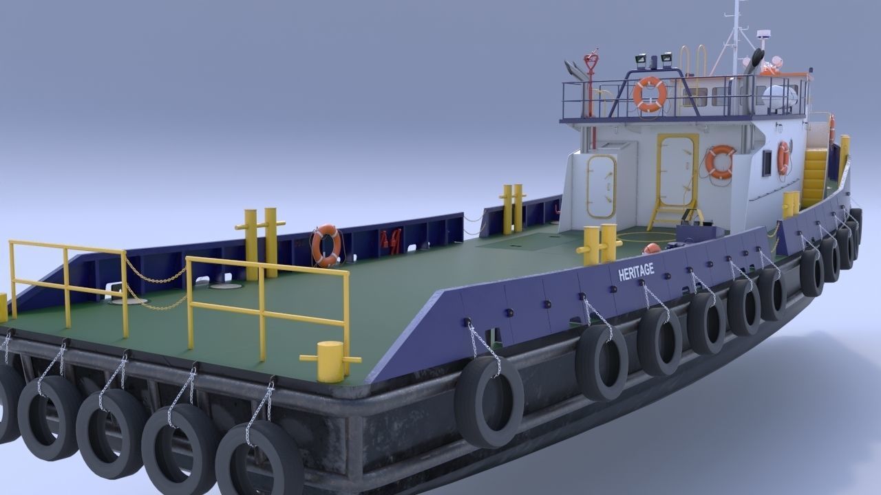Oil work boat 3D model_2
