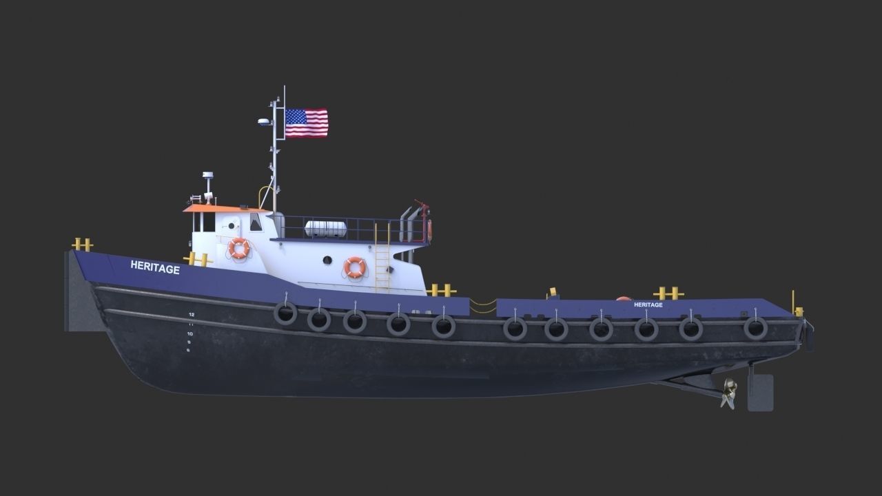 Oil work boat 3D model_10