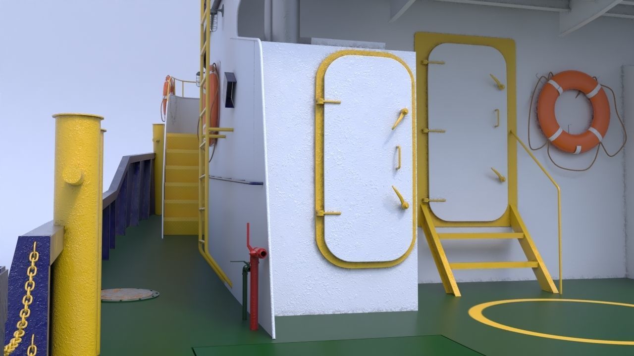 Oil work boat 3D model_5