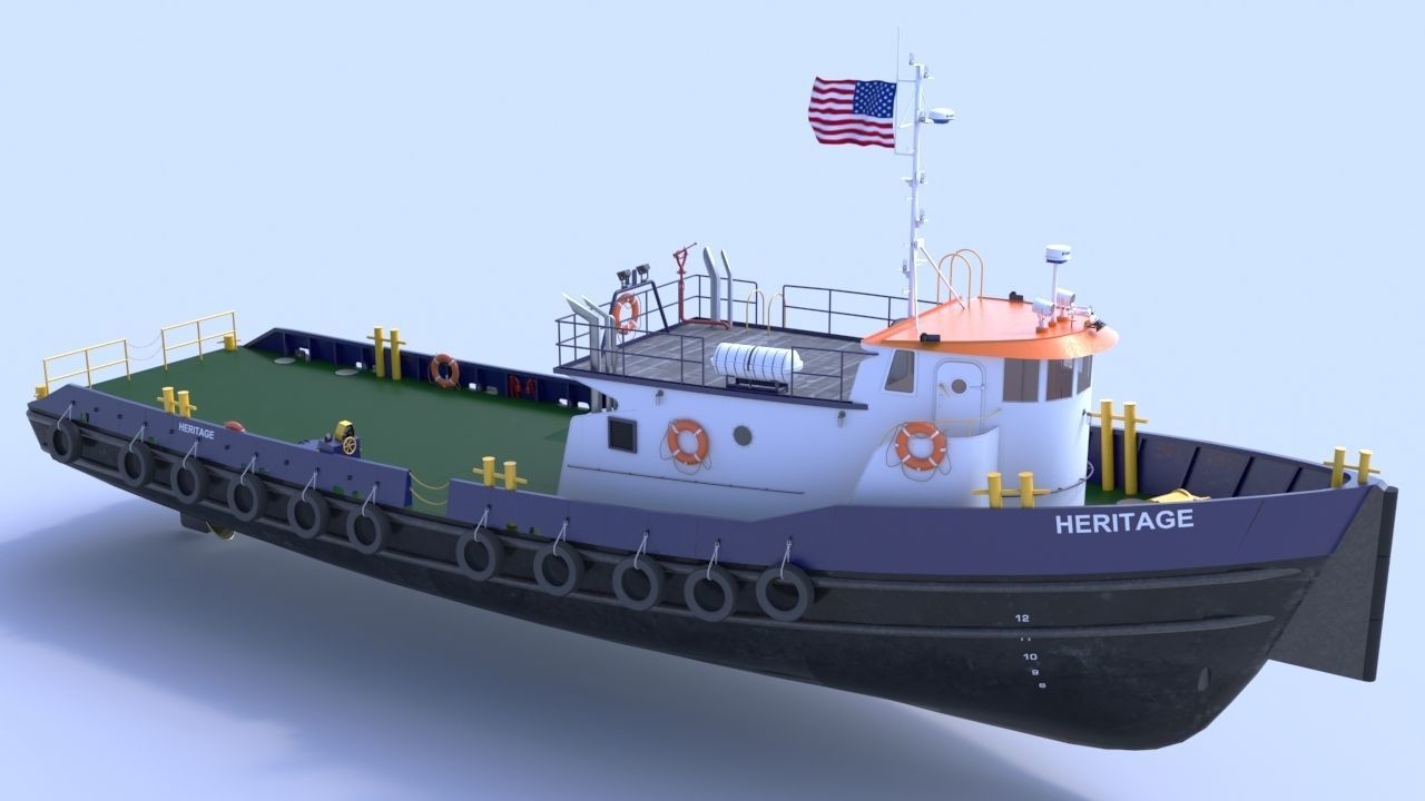 Oil work boat 3D model_1