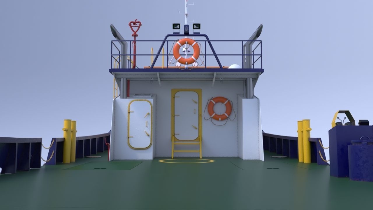 Oil work boat 3D model_6