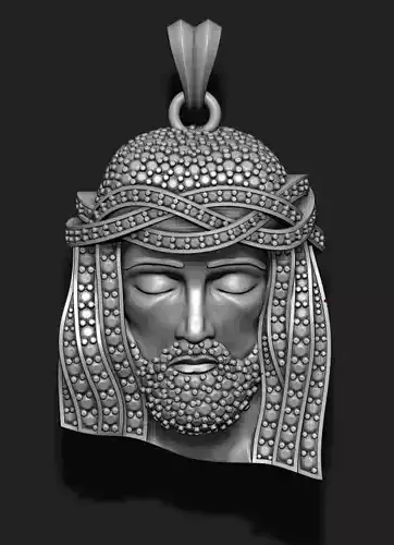 Jesus head pendant with gems