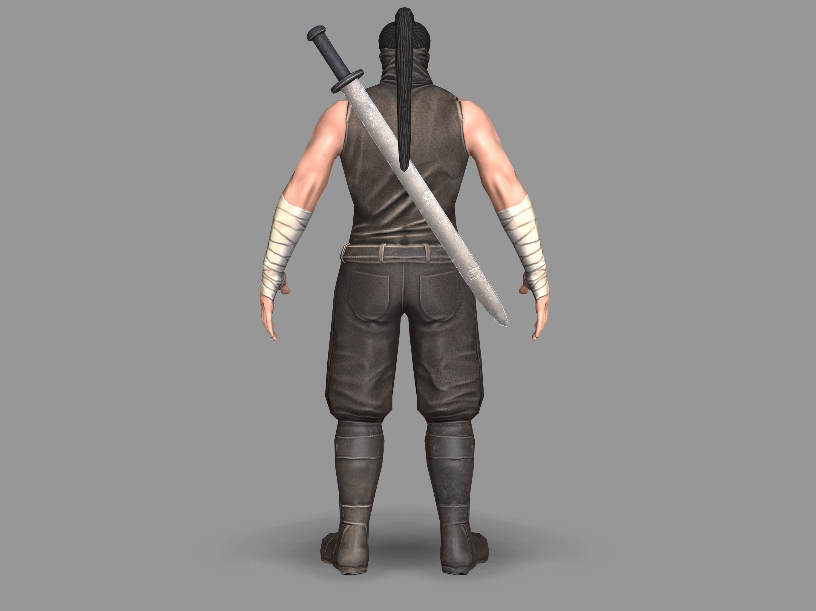 Samurai ninja wearing clothing Low-poly 3D model_5