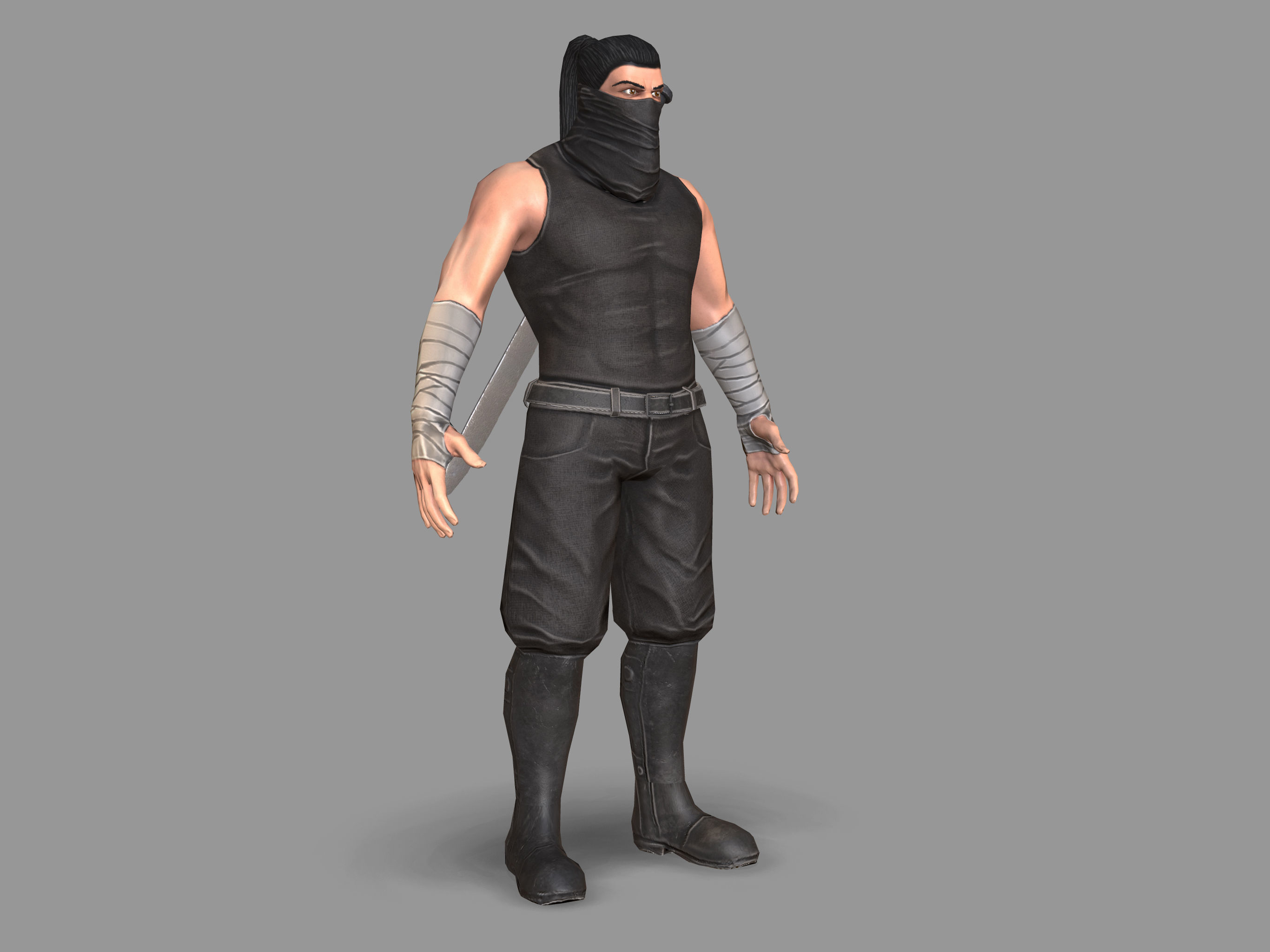 Samurai ninja wearing clothing Low-poly 3D model_2