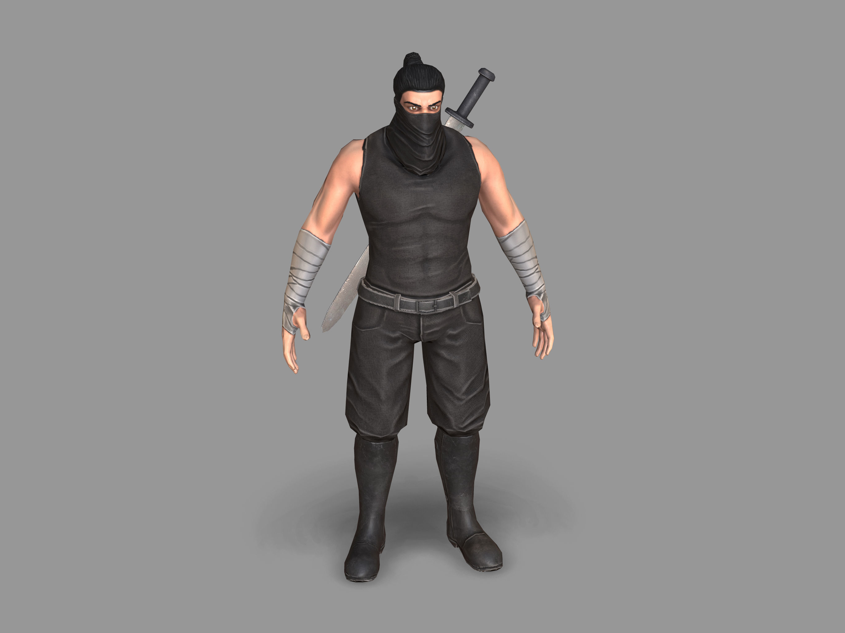 Samurai ninja wearing clothing Low-poly 3D model_6