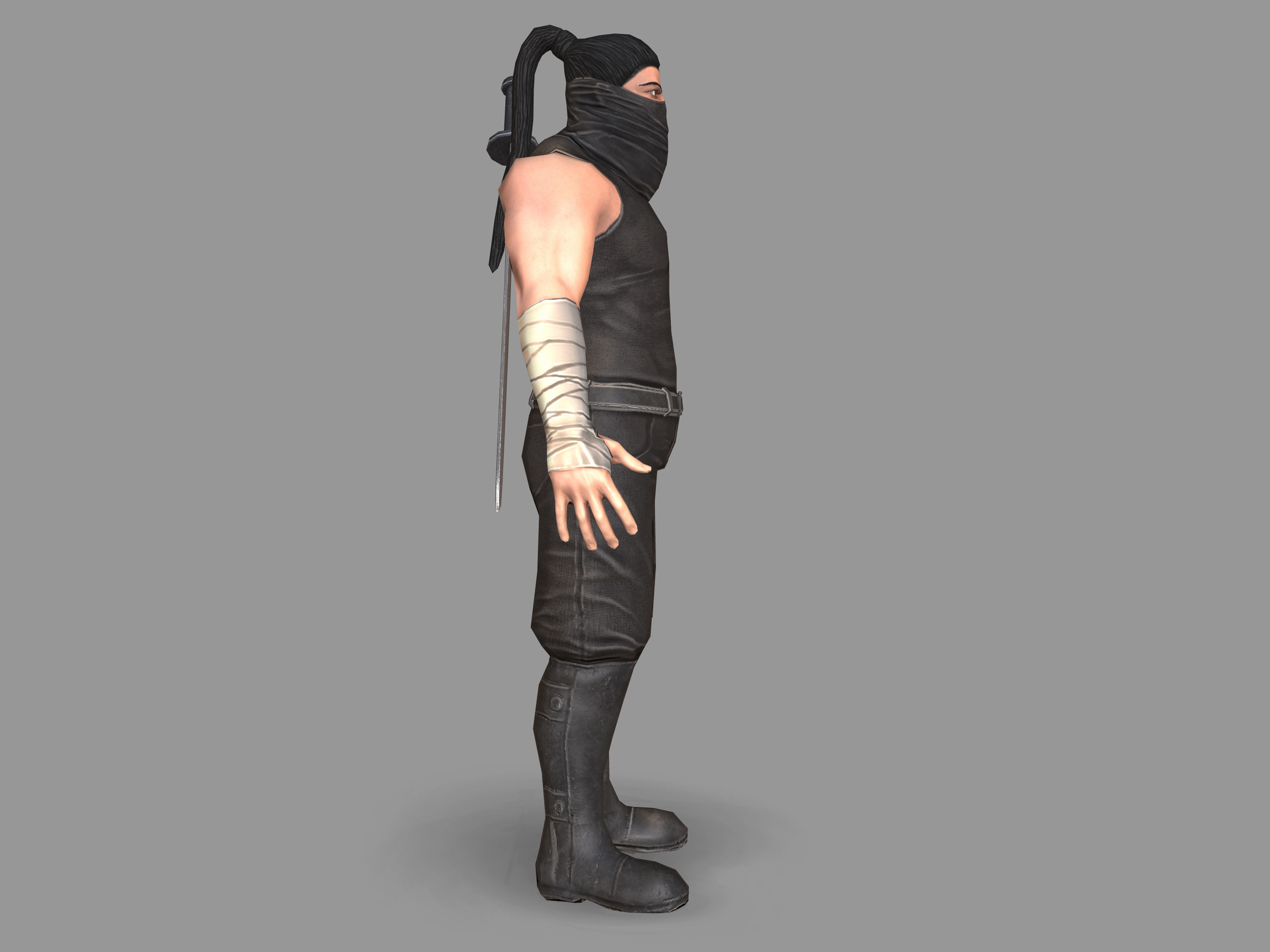 Samurai ninja wearing clothing Low-poly 3D model_3
