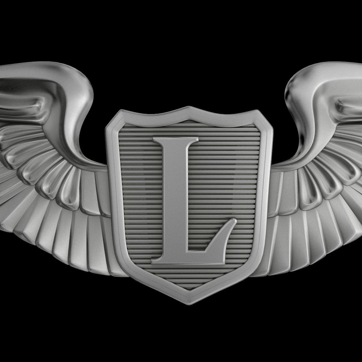 USAAF Liaison Pilot Wings Badge 3D model_2