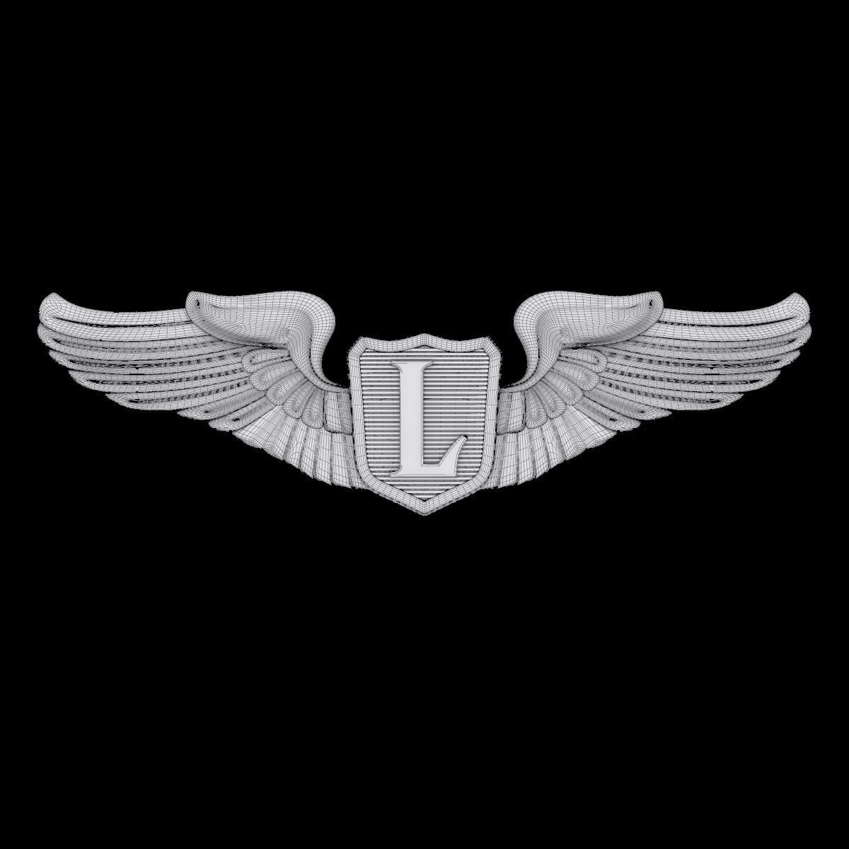 USAAF Liaison Pilot Wings Badge 3D model_1