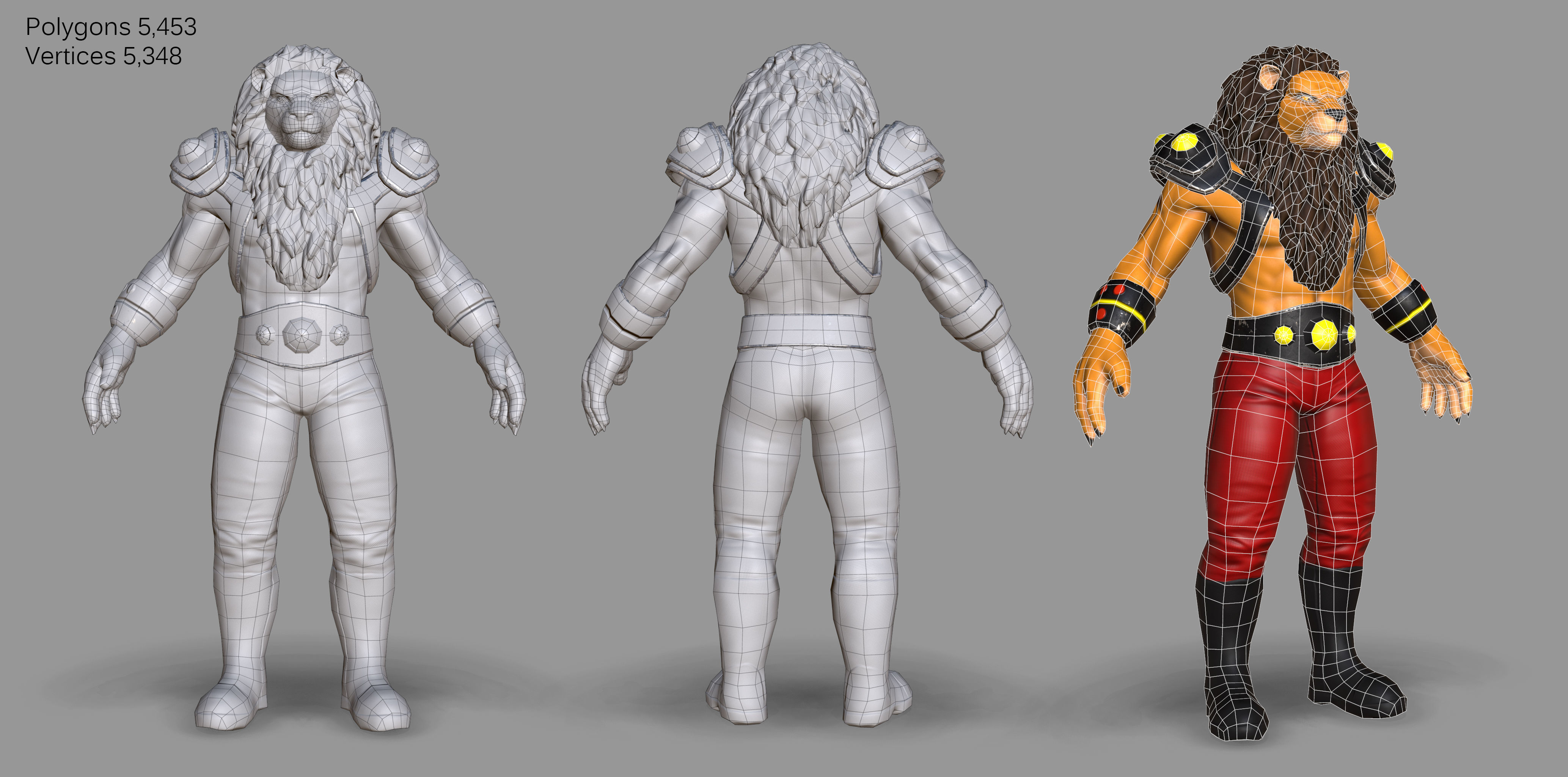 Mutant Lion Low-poly 3D model_10