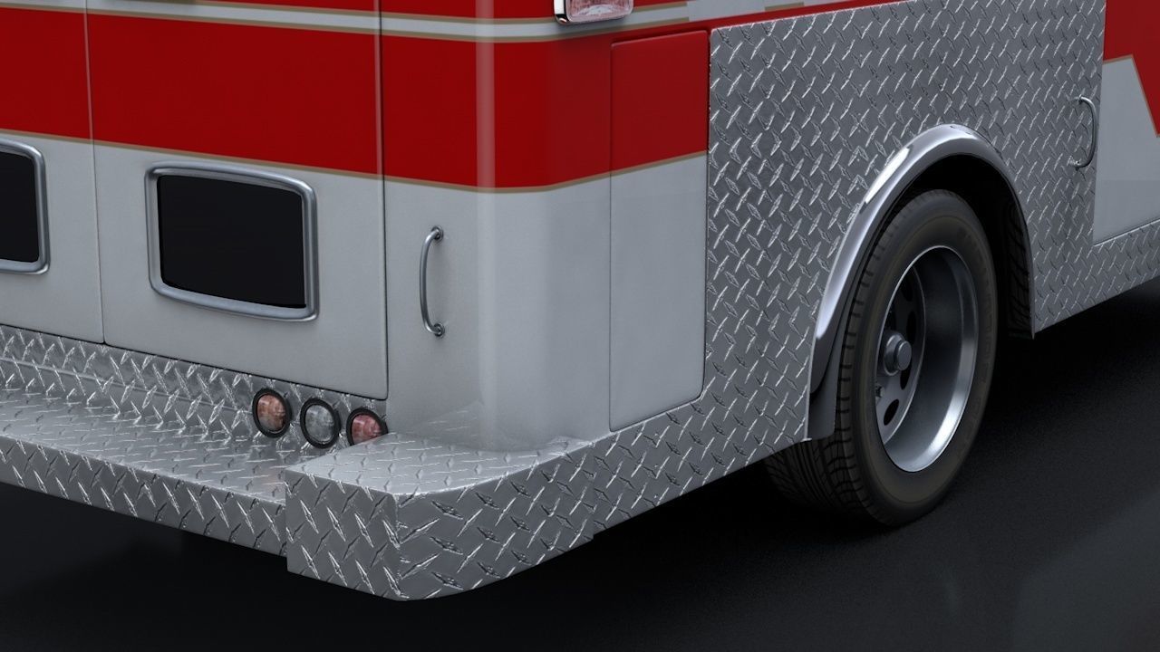 Ambulance Box Truck Rigged C4D Low-poly 3D model_5