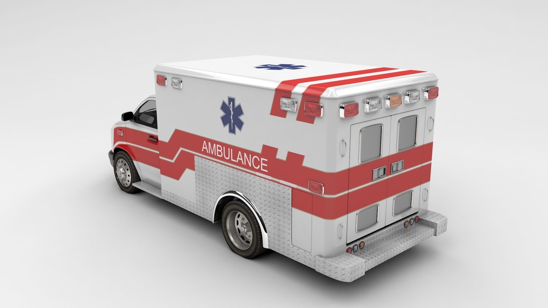 Ambulance Box Truck Rigged C4D Low-poly 3D model_16