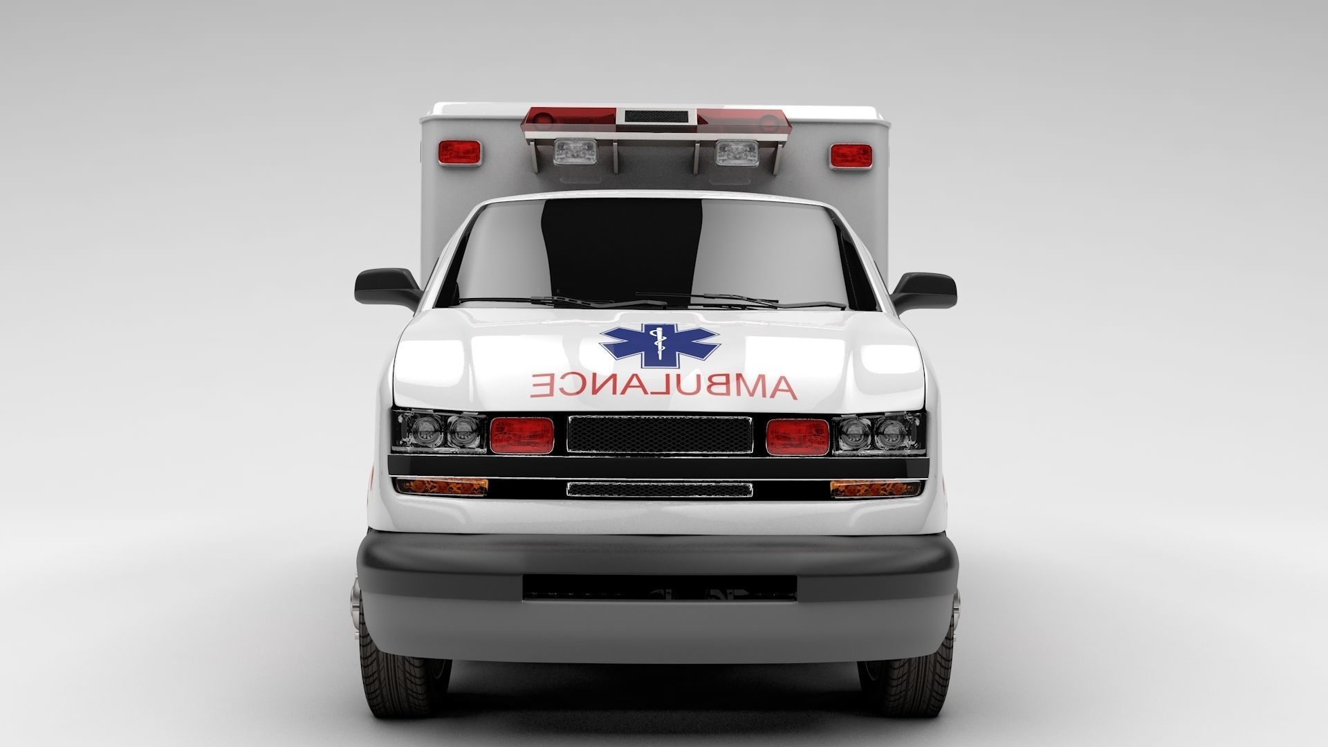 Ambulance Box Truck Rigged C4D Low-poly 3D model_20