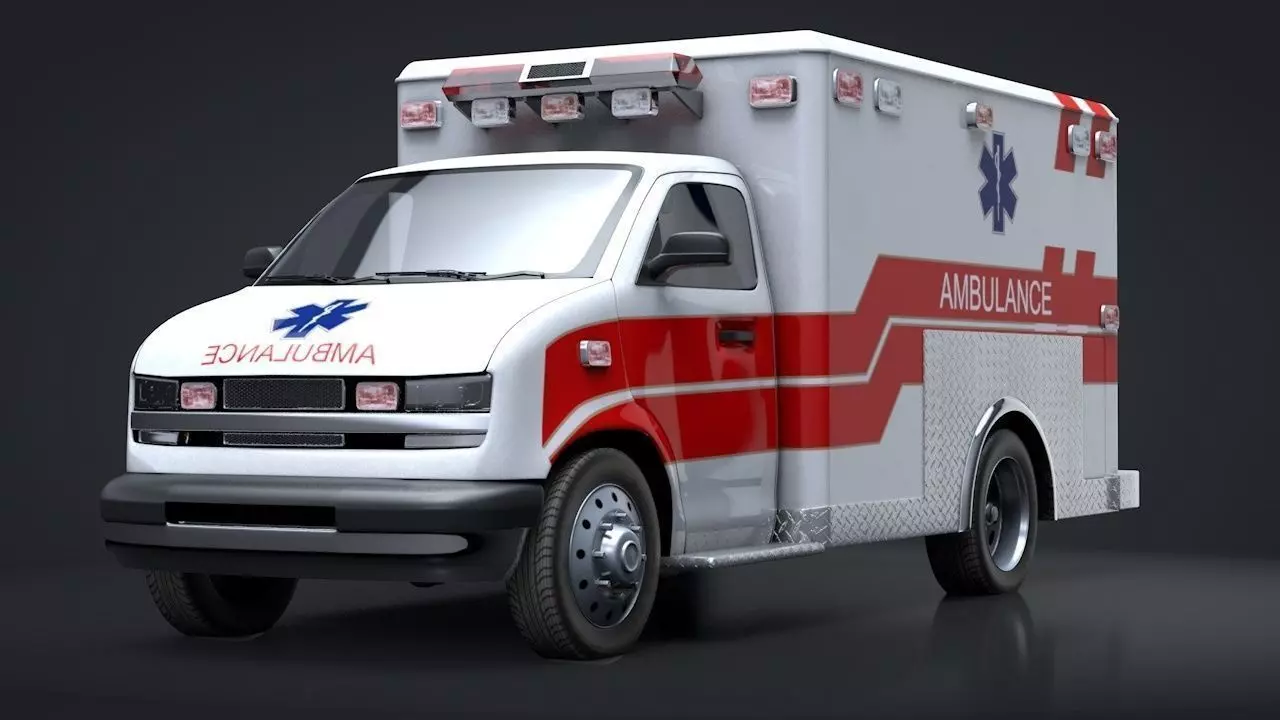 Ambulance Box Truck Rigged C4D Low-poly 3D model_0