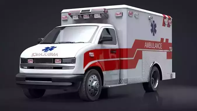 Ambulance Box Truck Rigged C4D Low-poly 3D model