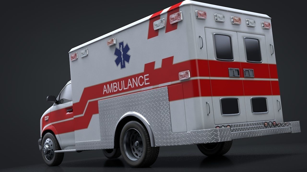 Ambulance Box Truck Rigged C4D Low-poly 3D model_6