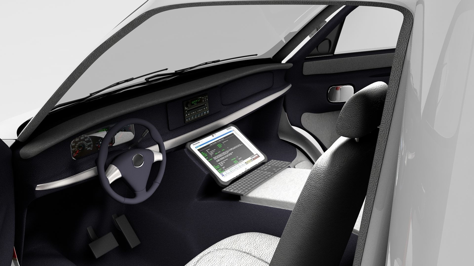 Ambulance Box Truck Rigged C4D Low-poly 3D model_21