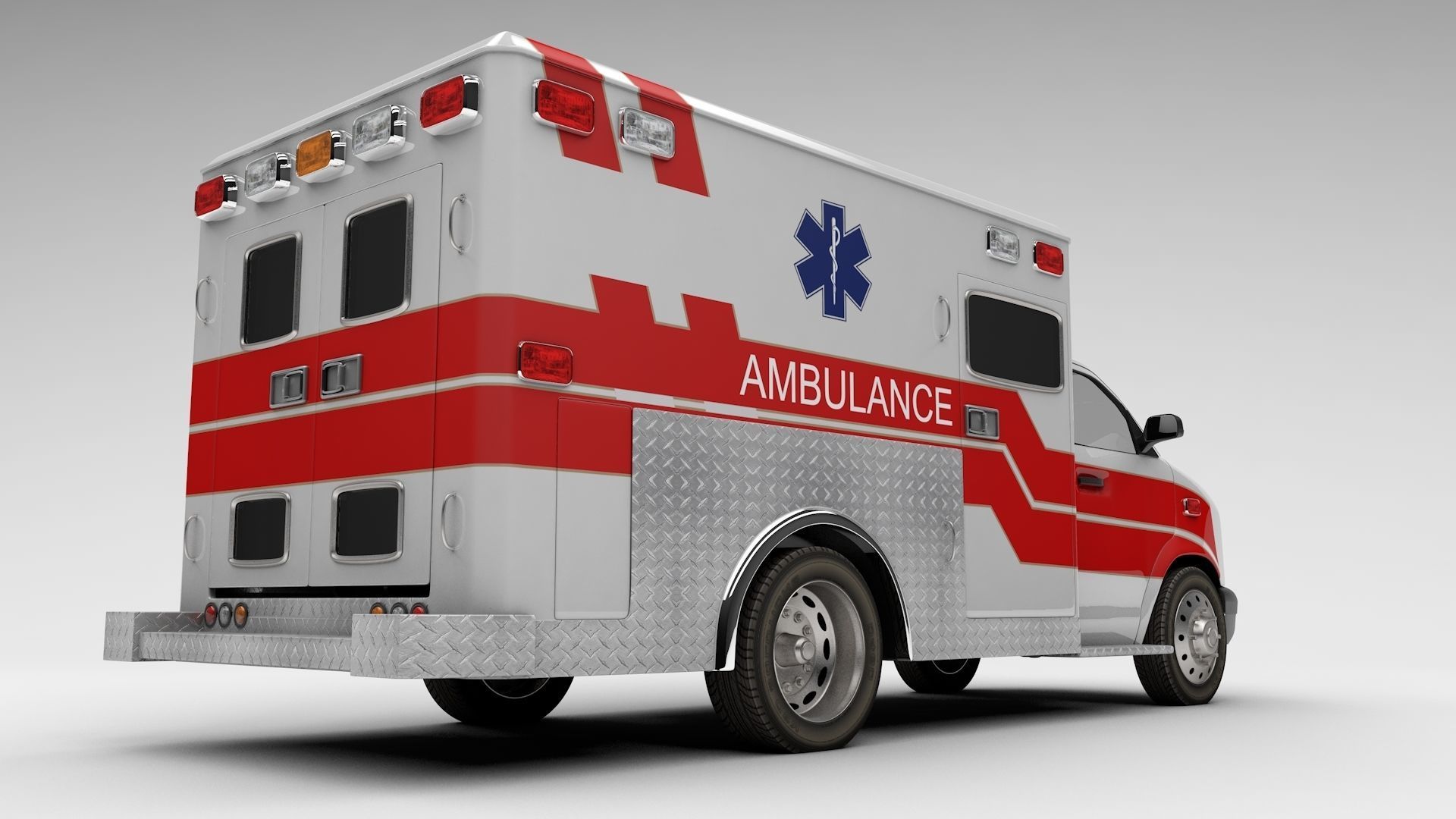 Ambulance Box Truck Rigged C4D Low-poly 3D model_17