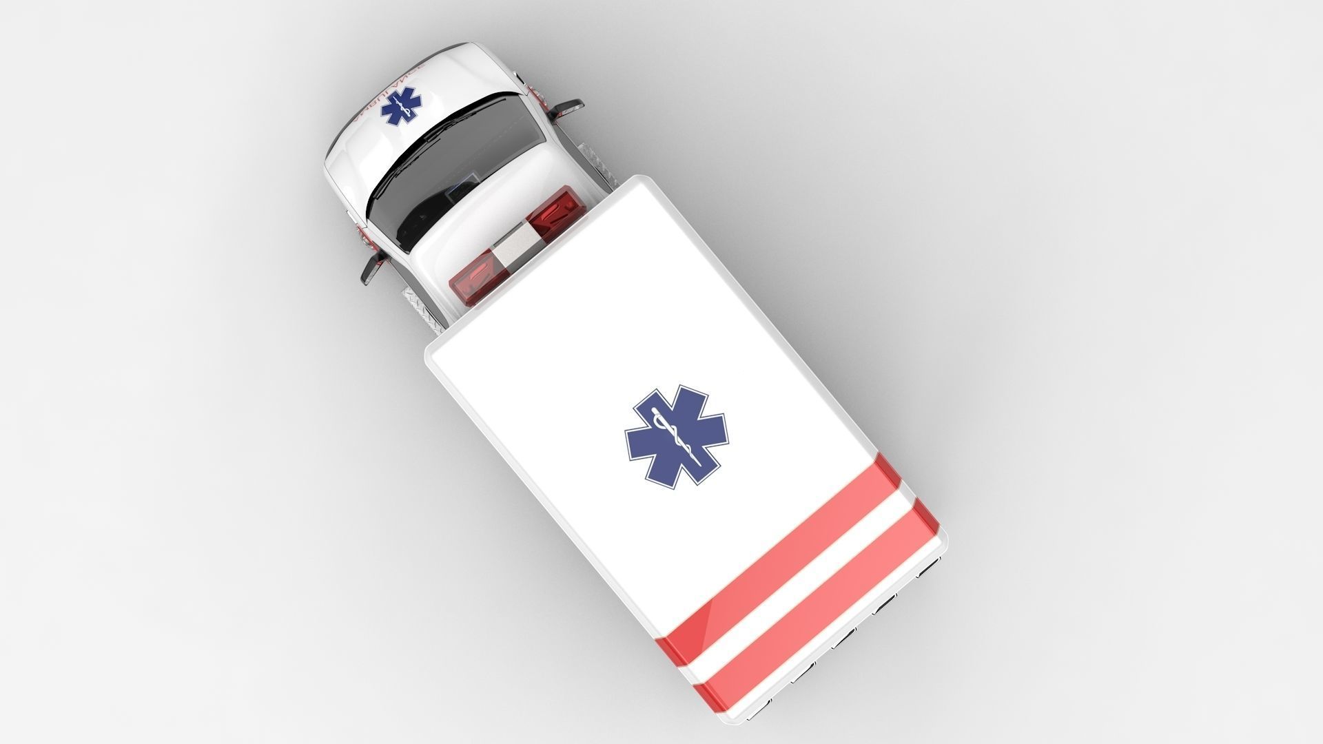 Ambulance Box Truck Rigged C4D Low-poly 3D model_18