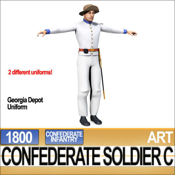 Civil War Confederate Soldier C Infantry Sharpshooter 3D model_5