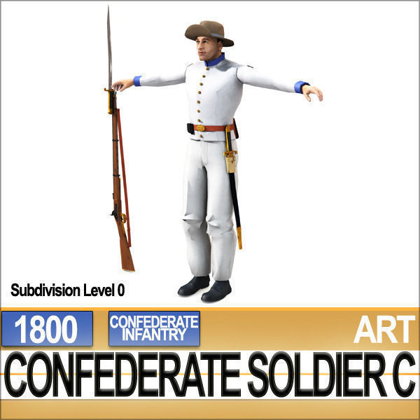 Civil War Confederate Soldier C Infantry Sharpshooter 3D model_4