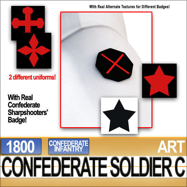 Civil War Confederate Soldier C Infantry Sharpshooter 3D model_7