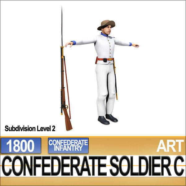 Civil War Confederate Soldier C Infantry Sharpshooter 3D model_18