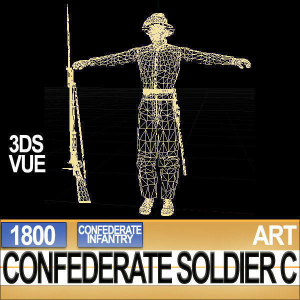 Civil War Confederate Soldier C Infantry Sharpshooter 3D model_20
