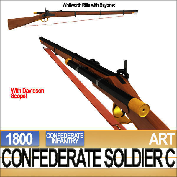 Civil War Confederate Soldier C Infantry Sharpshooter 3D model_11