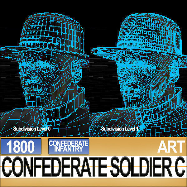 Civil War Confederate Soldier C Infantry Sharpshooter 3D model_2