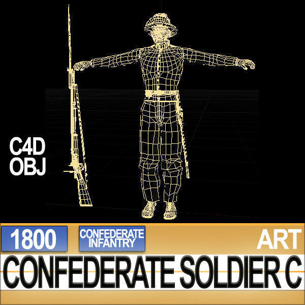 Civil War Confederate Soldier C Infantry Sharpshooter 3D model_19