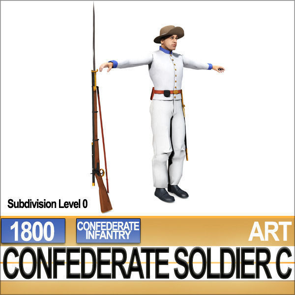 Civil War Confederate Soldier C Infantry Sharpshooter 3D model_1