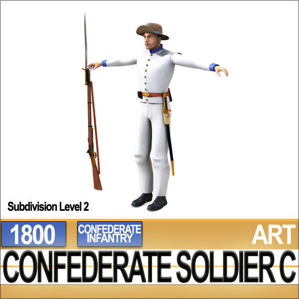 Civil War Confederate Soldier C Infantry Sharpshooter 3D model_13