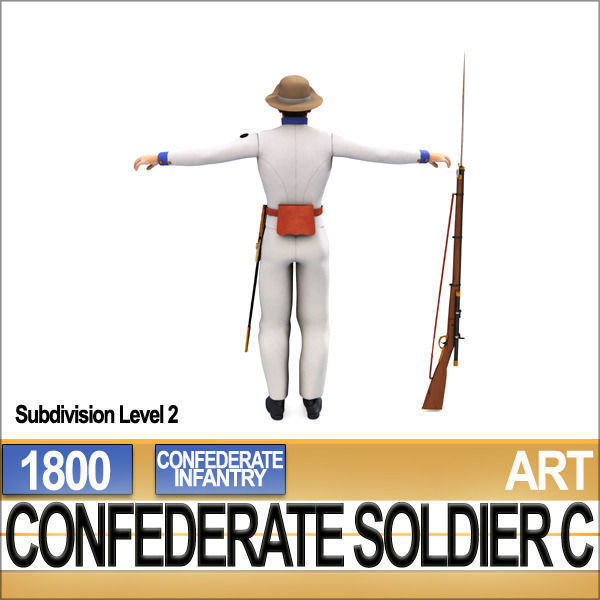 Civil War Confederate Soldier C Infantry Sharpshooter 3D model_17