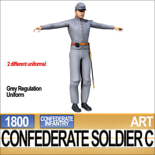 Civil War Confederate Soldier C Infantry Sharpshooter 3D model_6