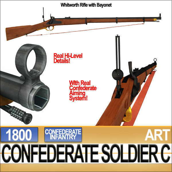 Civil War Confederate Soldier C Infantry Sharpshooter 3D model_12