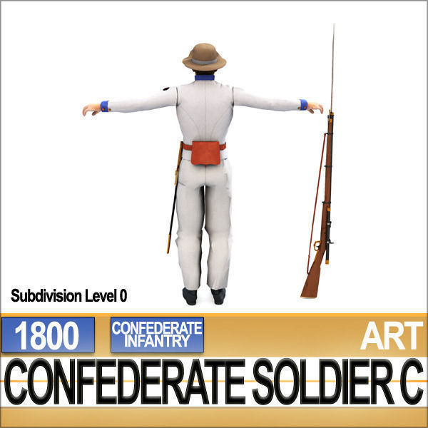 Civil War Confederate Soldier C Infantry Sharpshooter 3D model_8