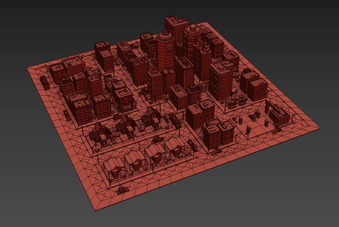 Simple City Town Low Poly Assets VR - AR - Game 3D model Low-poly 3D model_18