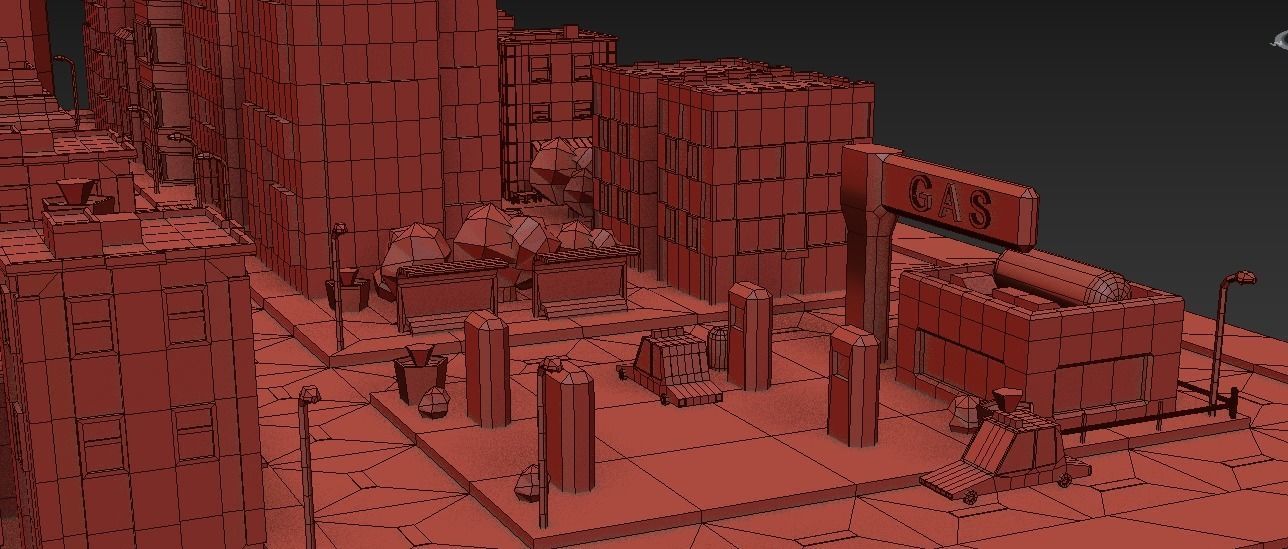 Simple City Town Low Poly Assets VR - AR - Game 3D model Low-poly 3D model_19